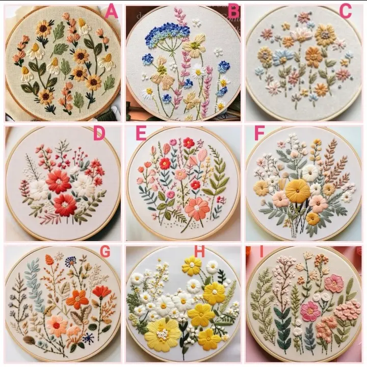 DIY embroidery kit paket sulam benang bunga 05 bordir craft kerajinan