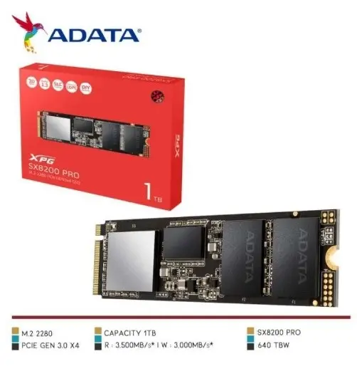 ADATA XPG SX8200 Pro 1TB - NVMe Gen3x4 PCIe M.2 2280 SSD
