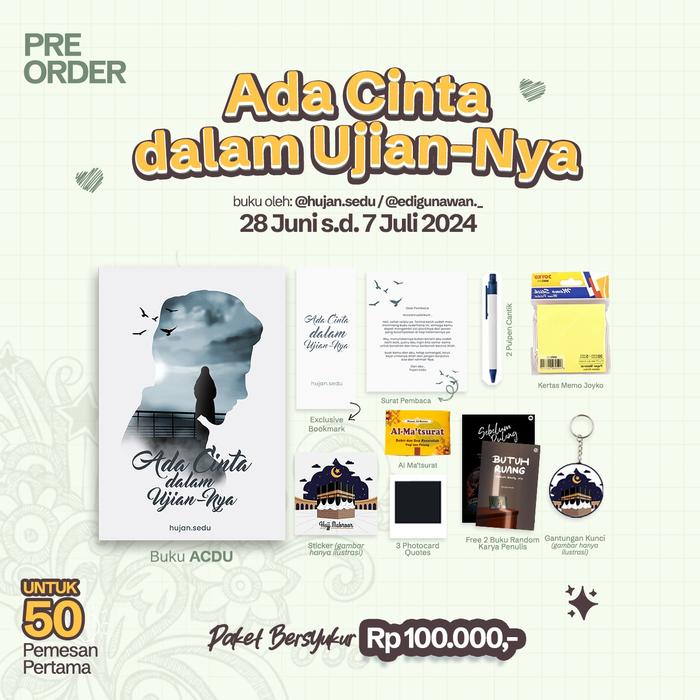 Gambar Pre Order Buku Self Improvement - Ada Cinta Dalam Ujian-Nya By hujan.sedu (Edi Prasetyo Gunawan) dari Bumifiksimedan001 Kota Medan Tokopedia