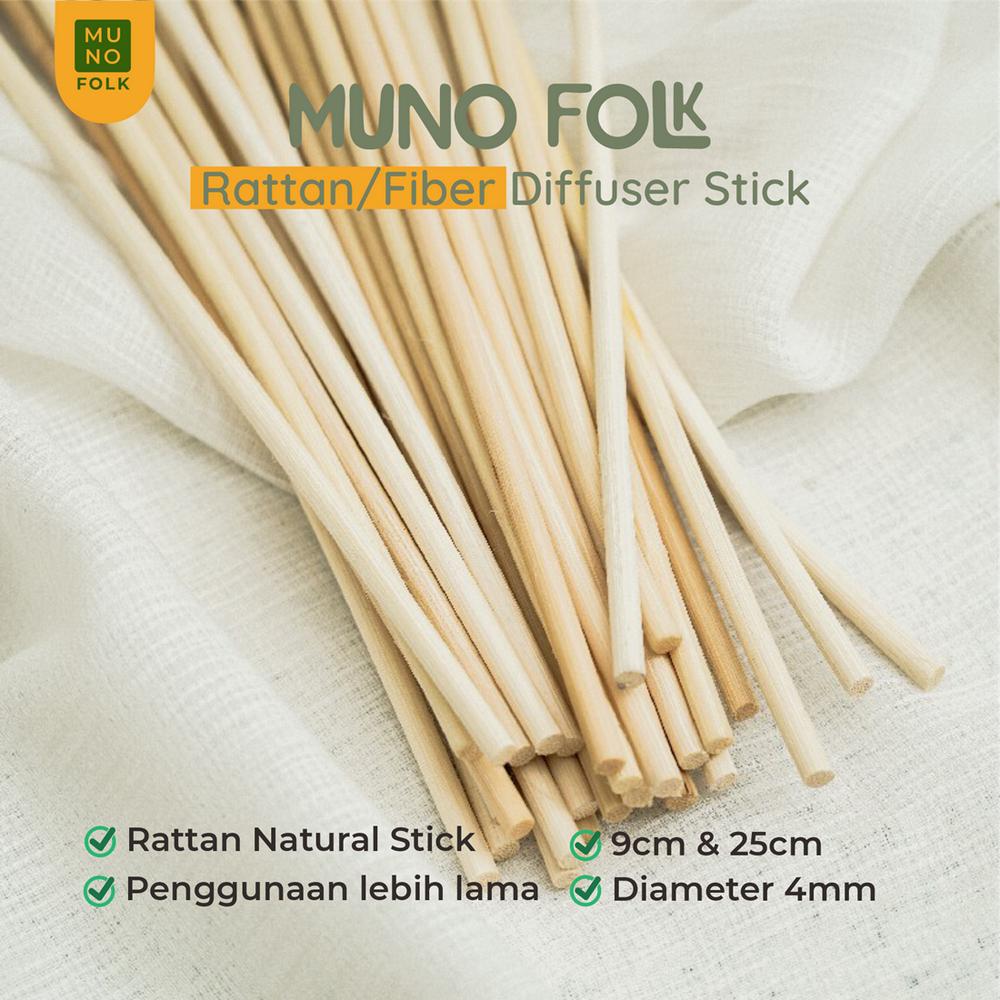 MUNO FOLK Rattan Stick Diffuser Tinggi 9cm Diameter 4mm Natural untuk Penyerapan Formula Reed Diffuser Kualitas Tinggi