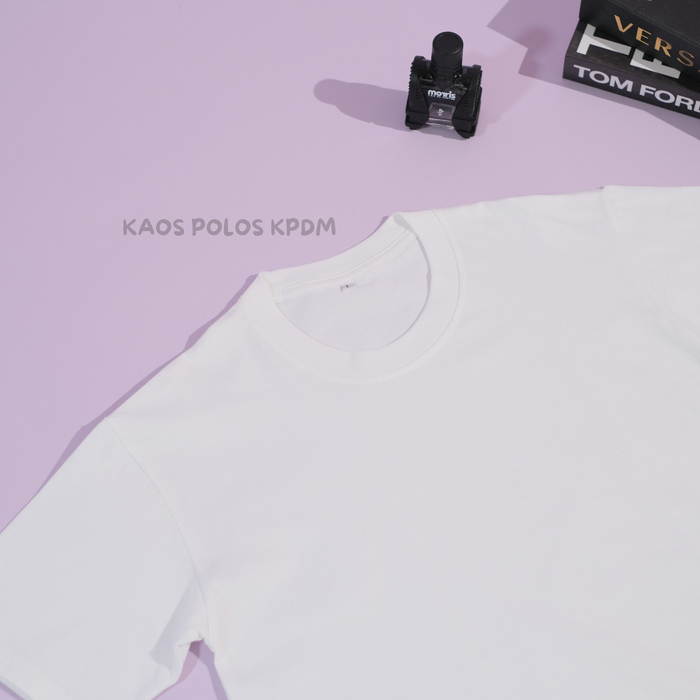 Gambar kaos polos O-neck pendek putih size ML dari KAOS POLOS KPDM Kab. Bekasi Tokopedia