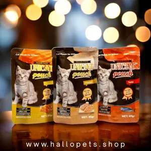 UNICAT Pouch Grain Free For Kitten & Adult Cat Food 85g Makanan Kucing Grain Free
