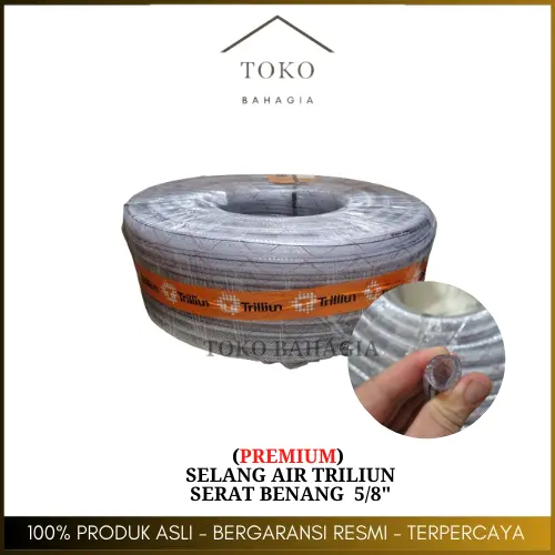 Selang Air 5/8 " Serat Benang Inch Trilliun Hiprex (Per Meter) Bening Selang Tebal 3mm Taman Keran PVC
