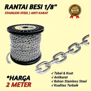 PROMO 2 Meter Rantai Besi Kapal 1/8 inch MITEC Rante Gembok Pagar 3mm