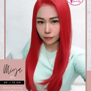 Half Lace Wig Free Parting RYUUTAWIG Deep Part Miya Red Merah