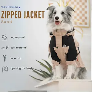 Zipped dog jacket (sand) | Jacket for dog / baju anjing / jaket anjing