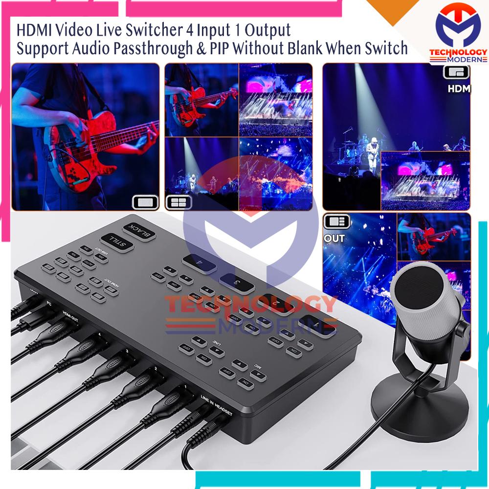 HDMI Video Live Switcher 4 Input 1 Output Support Audio Passthrough & PIP Without Blank When Switch