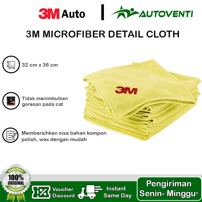 Gambar Kain Lap Cuci Mobil Motor Kaca 3M Microfiber Detail Cloth Serbaguna dari AUTOVENTI Official Store Kota Administrasi Jakarta Barat Tokopedia