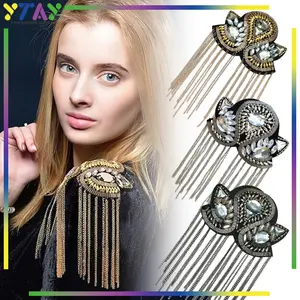 Aksesoris Vintage Rumbai Bahu  Kristal Dan Rumbai Epaulet Hiasan Bahu Mutiara Panggung Epaulet