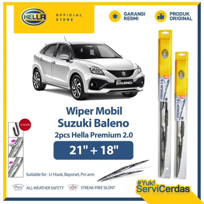 Gambar Wiper Mobil SUZUKI Baleno 21” + 18” (2pcs) - HELLA Premium 2.0 dari Hella Indonesia Official Store Kota Administrasi Jakarta Pusat Tokopedia