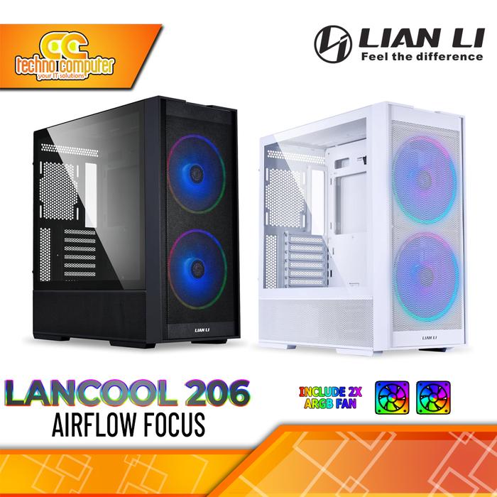 Gambar CASING LIAN LI LANCOOL 206 RGB - Mid Tower ATX Case Tempered Glass (Free 2x ARGB Fan) dari Techno Computer Bali Kota Denpasar Tokopedia
