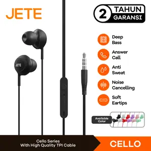 JETE Headset Cello Earphone - Handsfree Super Bass - Garansi 2 Tahun