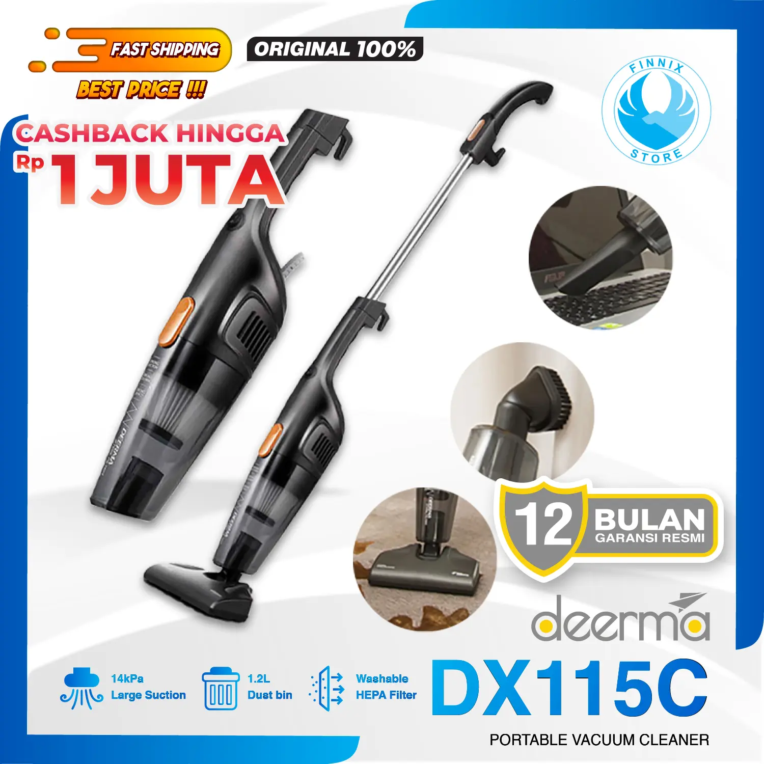 Deerma Vacuum Cleaner 2 in 1 DX115C - Penyedot Debu