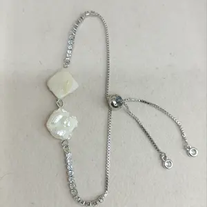 Gelang serut permata mutiara barok double