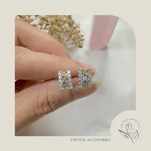 Anting Batu Crystal Mix Tourmaline variasi