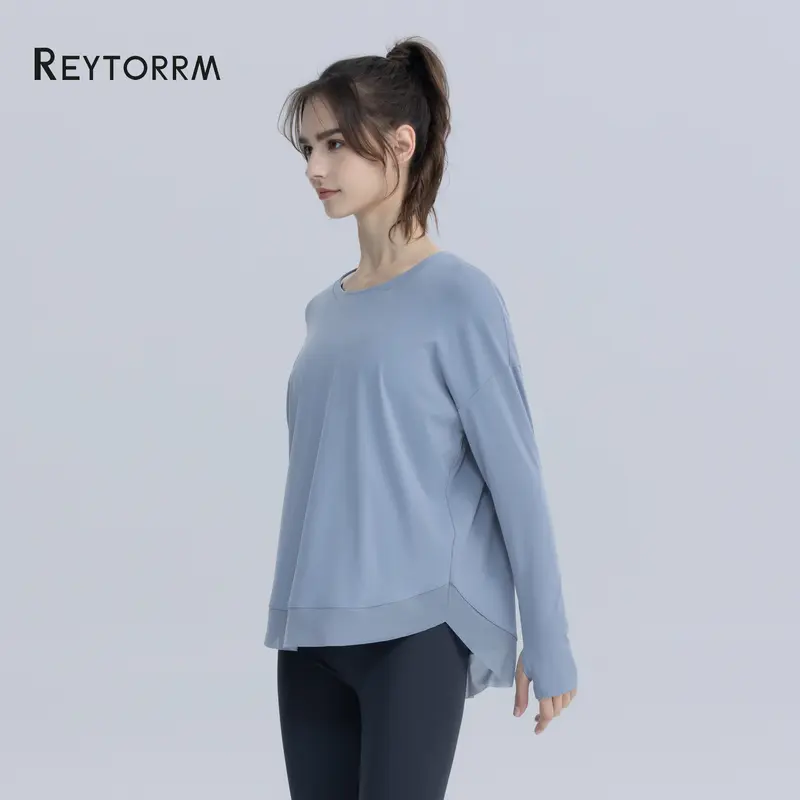Reytorrm Baju Olahraga Wanita Lengan Panjang Kaos T-Shirt polo kemeja 4