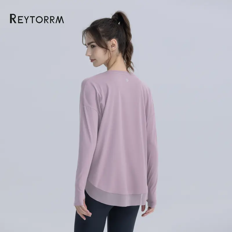 Reytorrm Baju Olahraga Wanita Lengan Panjang Kaos T-Shirt polo kemeja 5