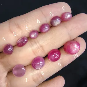 batu permata natural ruby star oval polos (A) - rubi merah marun oval polos