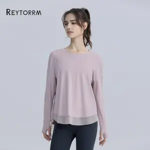 Reytorrm Baju Olahraga Wanita Lengan Panjang Kaos T-Shirt polo kemeja