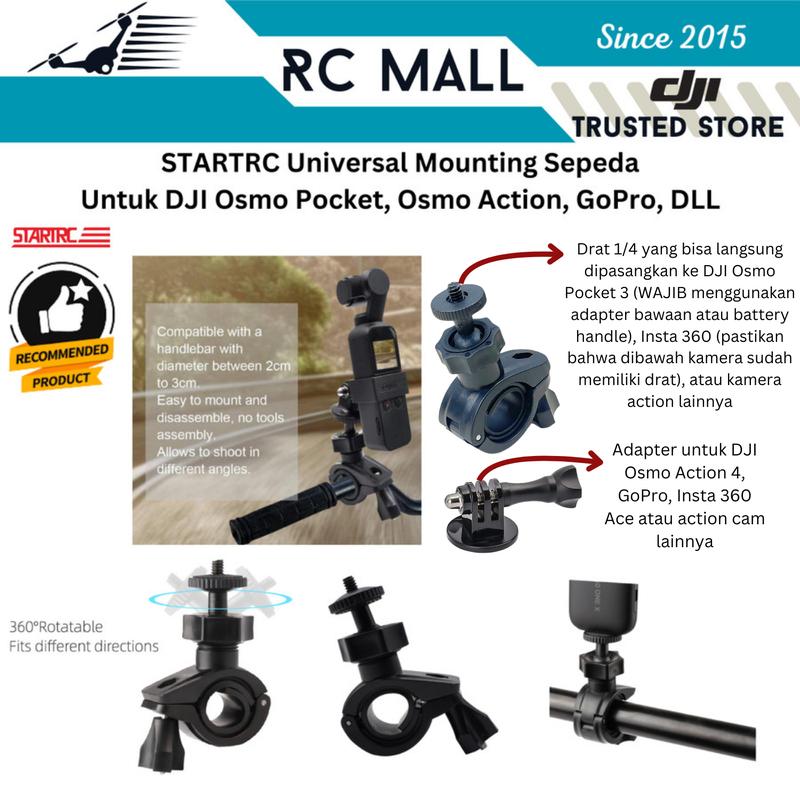 Bike Mount Bracket Mounting DJI Osmo Pocket 3 DJI Osmo Action 5 Pro GoPro Insta 360 Mounting Sepeda Action Cam Camera Gimbal Kamera Bike Holder Universal 1
