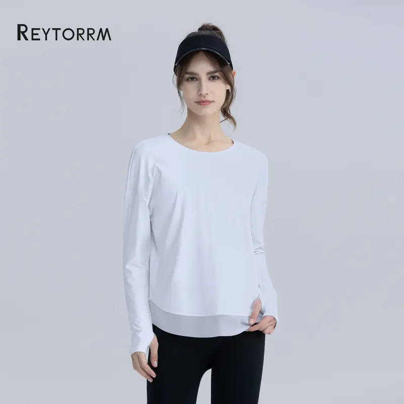 Reytorrm Baju Olahraga Wanita Lengan Panjang Kaos T-Shirt polo kemeja 1