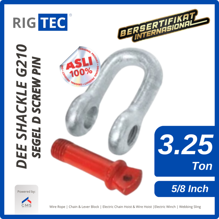 Gambar RIGTEC Dee Shackle / Segel Dee G210 3.25 Ton 5/8 Inch Screw Pin dari RIGTEC OFFICIAL Kota Administrasi Jakarta Utara Tokopedia