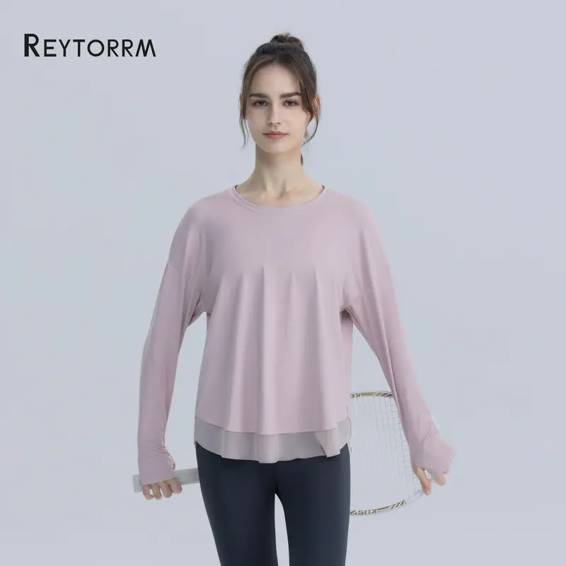 Reytorrm Baju Olahraga Wanita Lengan Panjang Kaos T-Shirt polo kemeja 7