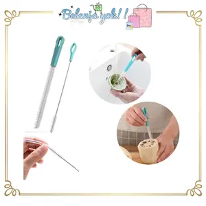BY734 Sikat Pembersih Sedotan Sikat Sedotan Stainless Brush Straw
