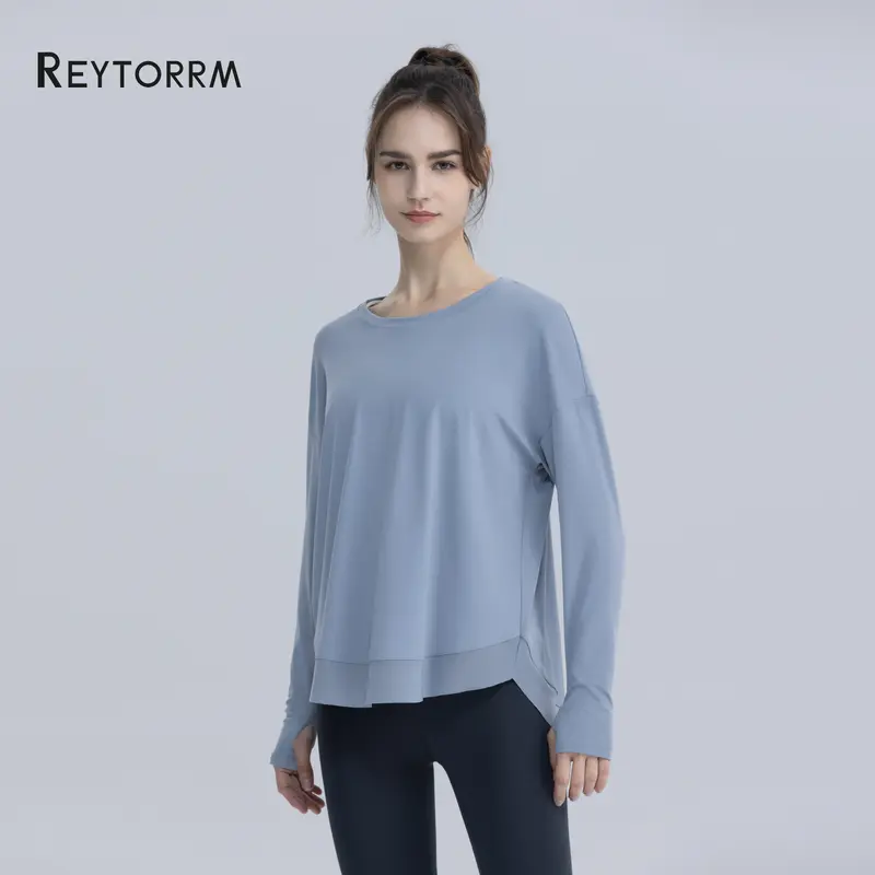 Reytorrm Baju Olahraga Wanita Lengan Panjang Kaos T-Shirt polo kemeja 2