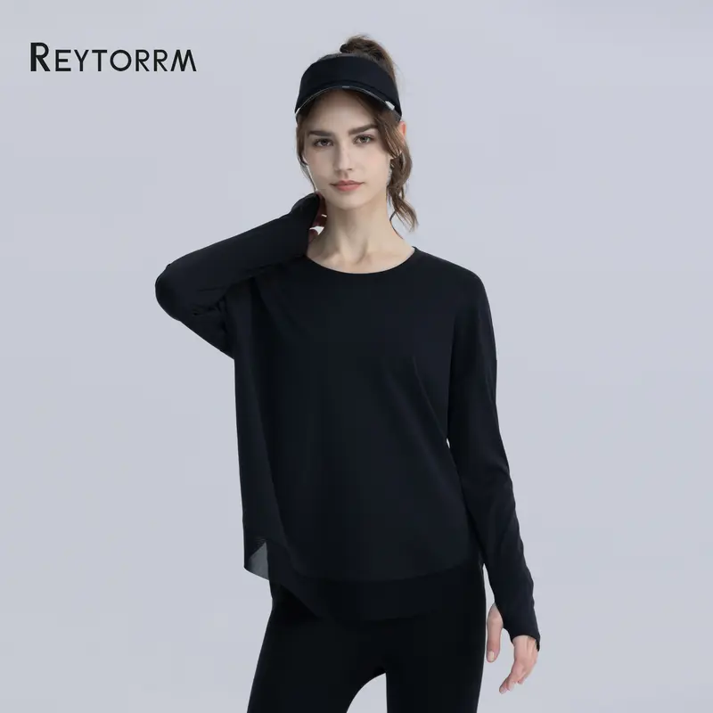 Reytorrm Baju Olahraga Wanita Lengan Panjang Kaos T-Shirt polo kemeja 6