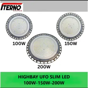 Lampu High Bay UFO 100W 150W 200W Slim LED Highbay Industri Gudang Gantung