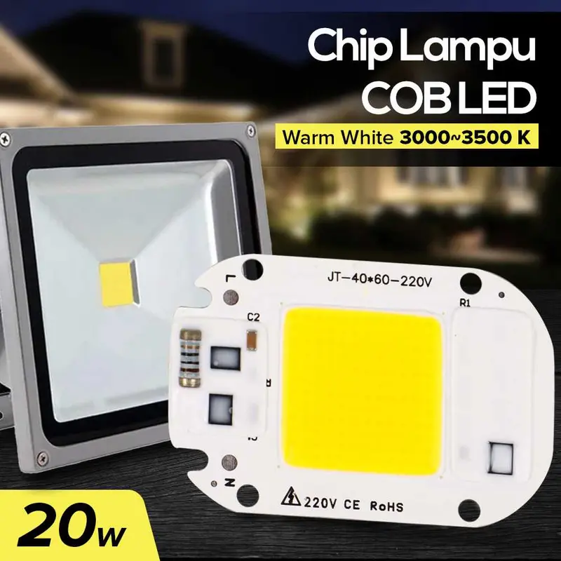 Chip LED Lampu COB Floodlight Spotlight 220V 50W Cool White & 20 W Warm White 1