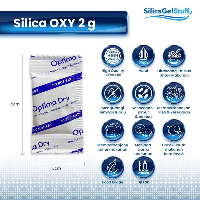 Gambar silica gel oxy 2 gr isi 100 pcs sachet plastik untuk makanan dari Silicagelstuff Kota Administrasi Jakarta Utara Tokopedia