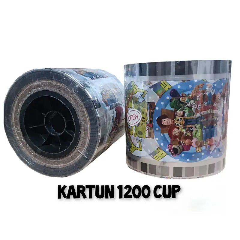 Plastik Roll Lid Cup Sealer Press Isi 1200 Cup / Seal Cup Motif Kartun Buah Polos Daun Teh / Tutup Segel Gelas Minum / Tutup Minuman 1200 Cup 1