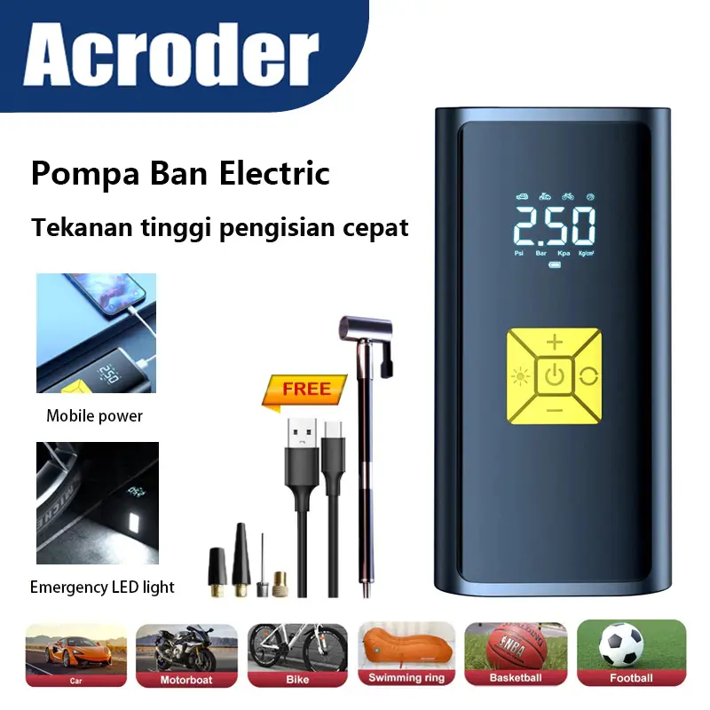 pompa ban powerbank portable mobil elektrik