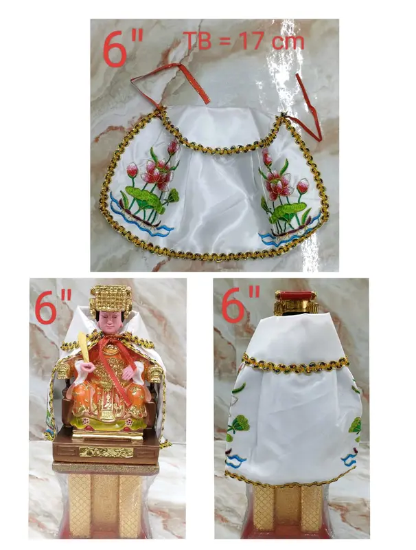 Jubah Rupang / Baju patung kwan im - Teratai - bordir - 6 Inch - gl 3