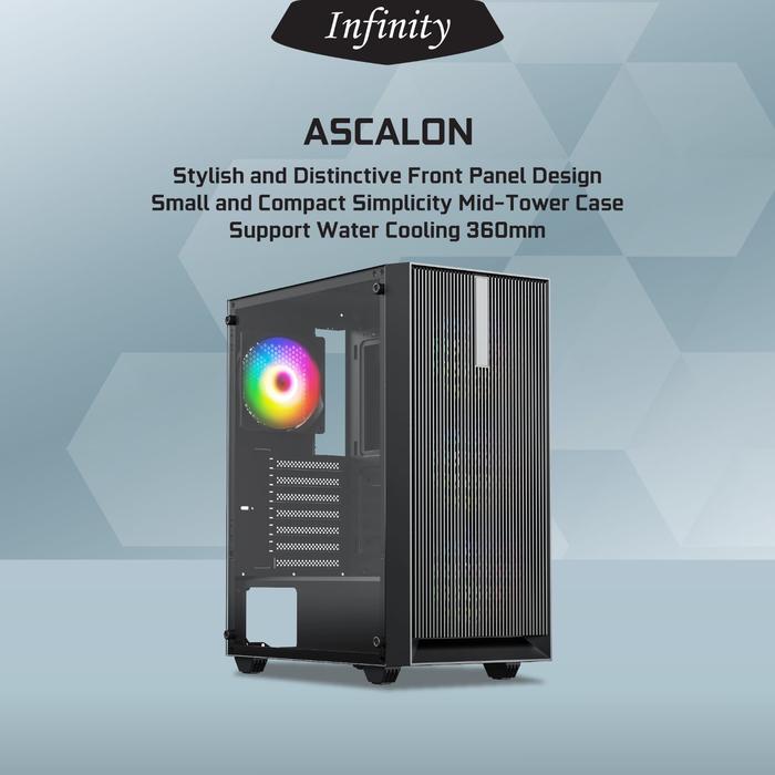 Gambar Infinity Ascalon Tempered Glass Include 3 RGB Static Fans - ATX Gaming Case - 3Fan Static RGB dari JnJ Online Kota Administrasi Jakarta Pusat Tokopedia