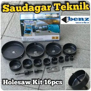 Holesaw Kit 16 pcs Benz Hole Saw set 16pcs Mata Bor Kayu PVC