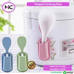 Tempat Centong Nasi Holder Sendok Nasi Tempel Rice Cooker Wadah Dudukan Centong Bahan Food Grade Jerami Eco Friendly