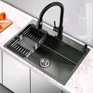 Bak cuci Piring 1 lubang black kitchen sink stainless hitam 6045