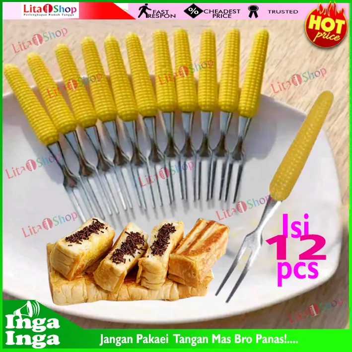 Garpu Buah Kue Dessert Garpu Mini Motif Jagung Garpu (12 pcs)