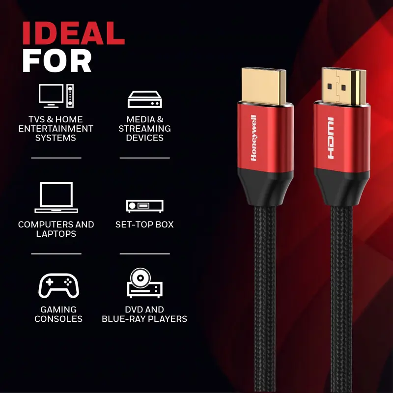 Honeywell Kabel HDMI v2.1 PC Laptop TV Projector PS 5 XBox 8K 4K Ultra HD Resolution eARC Dolby 6