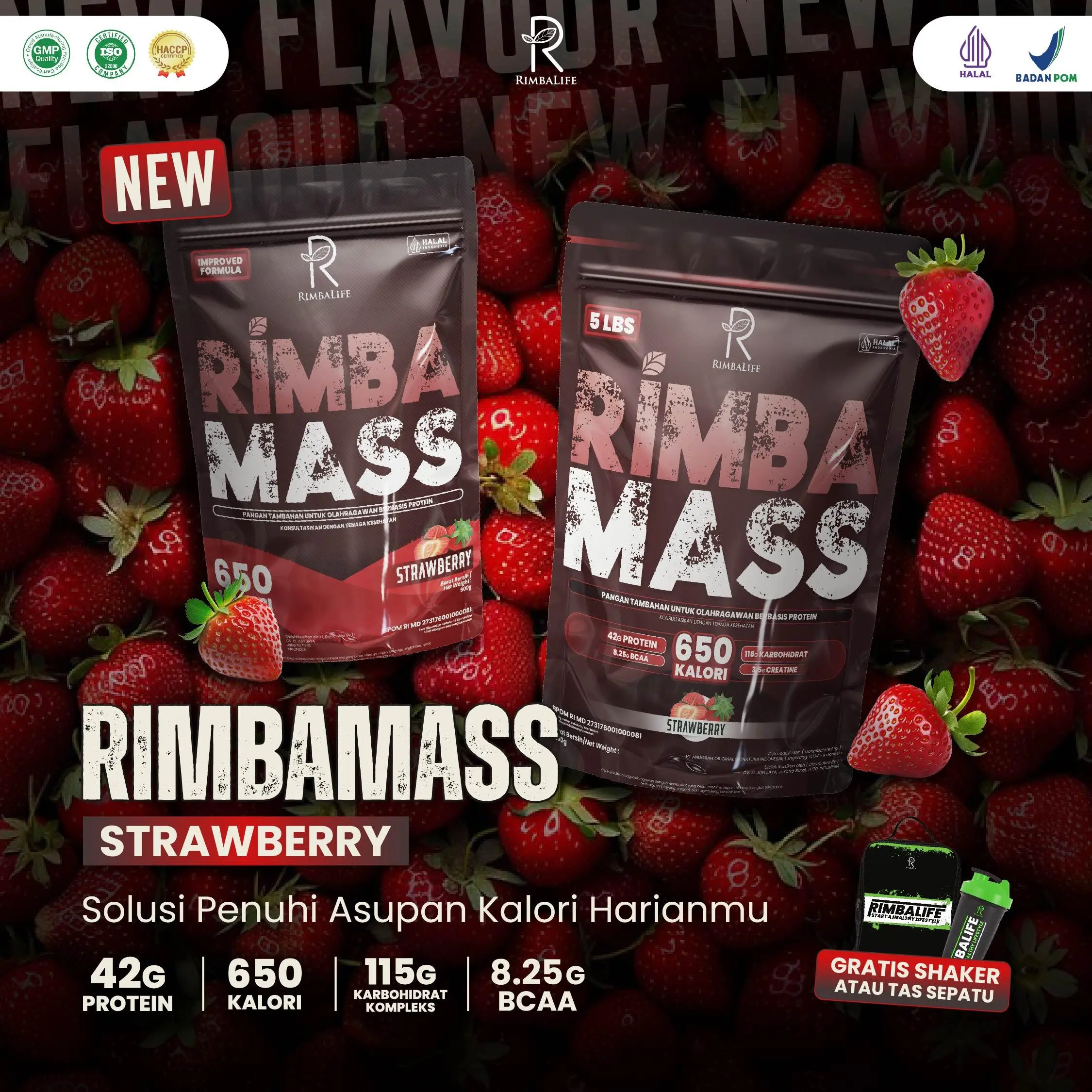 Rimbalife Rimbamass Rimba Mass 2 lbs / 900gram - Strawberry