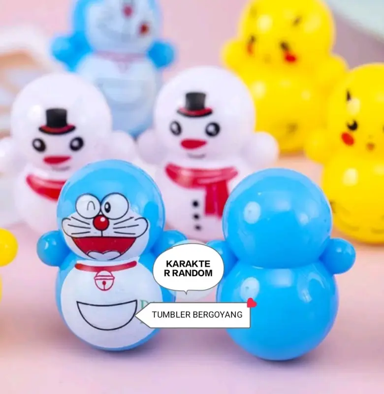 mainan anak bayi boneka mini goyang tumbler karakter lucu relief toys 2