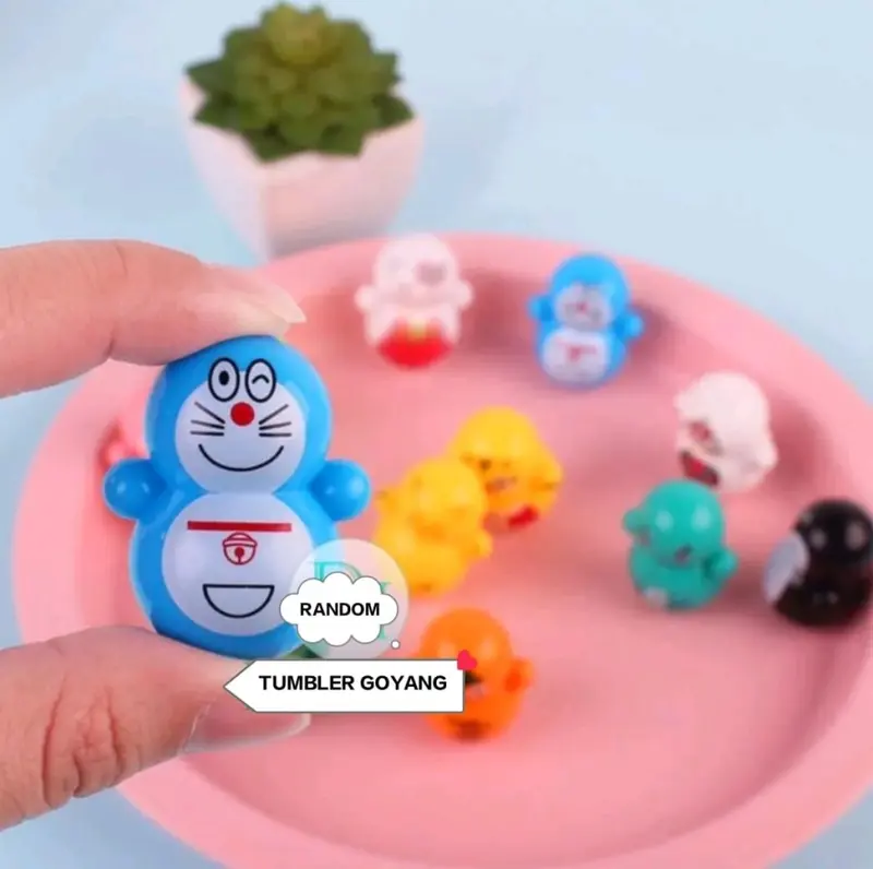 mainan anak bayi boneka mini goyang tumbler karakter lucu relief toys 4