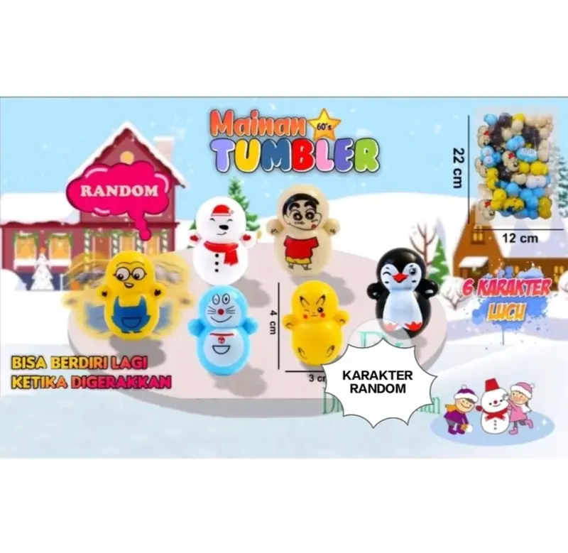 mainan anak bayi boneka mini goyang tumbler karakter lucu relief toys 0