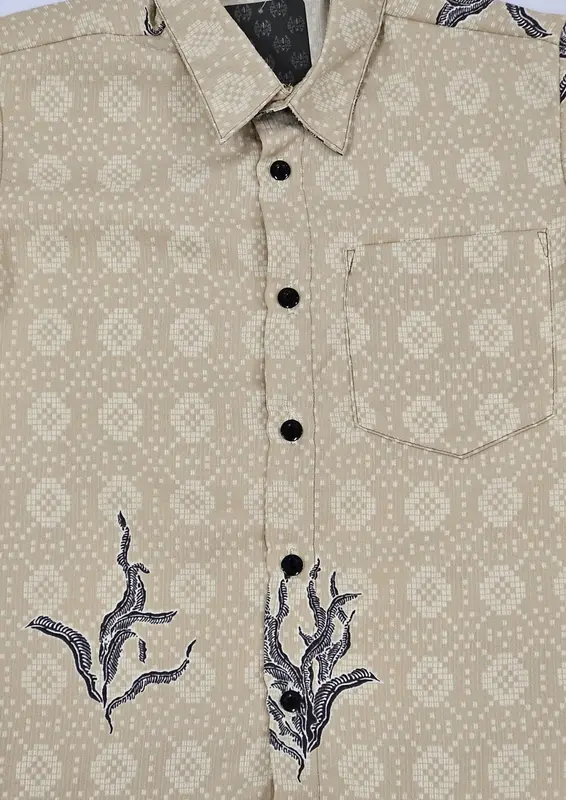 Arjuna Weda Hem Batik Anak Tenun Kawung - Bahan Semi Sutera 5