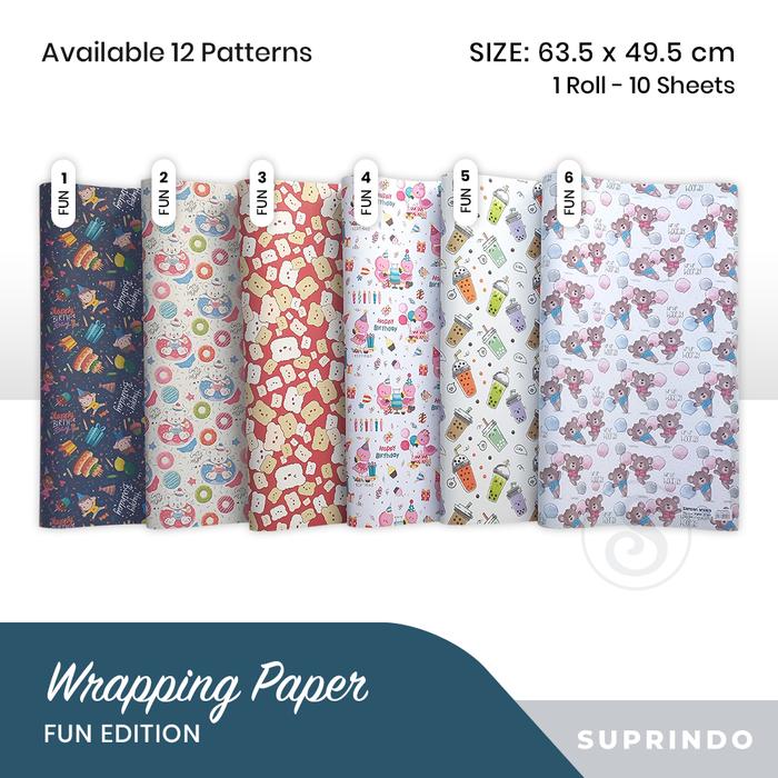 Gambar (10 lbr) KERTAS KADO MOTIF F 63.5 x 49.5 cm dari Suprindo Kota Administrasi Jakarta Utara Tokopedia