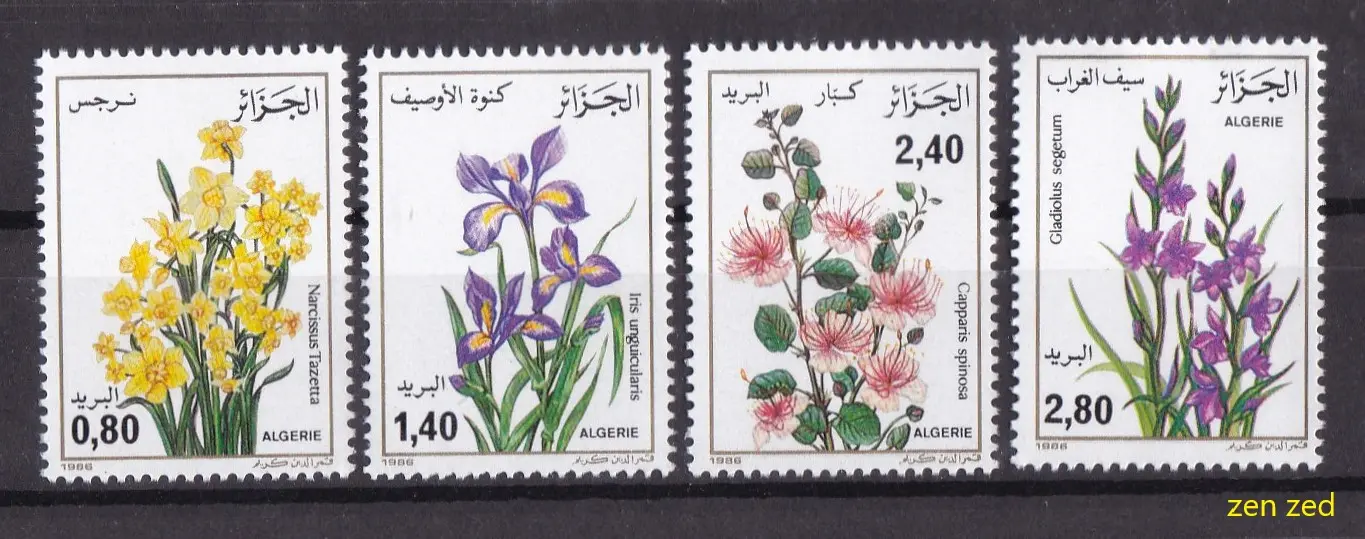 S0002 Prangko Aljazair 1986 Flowers 4v Mnh