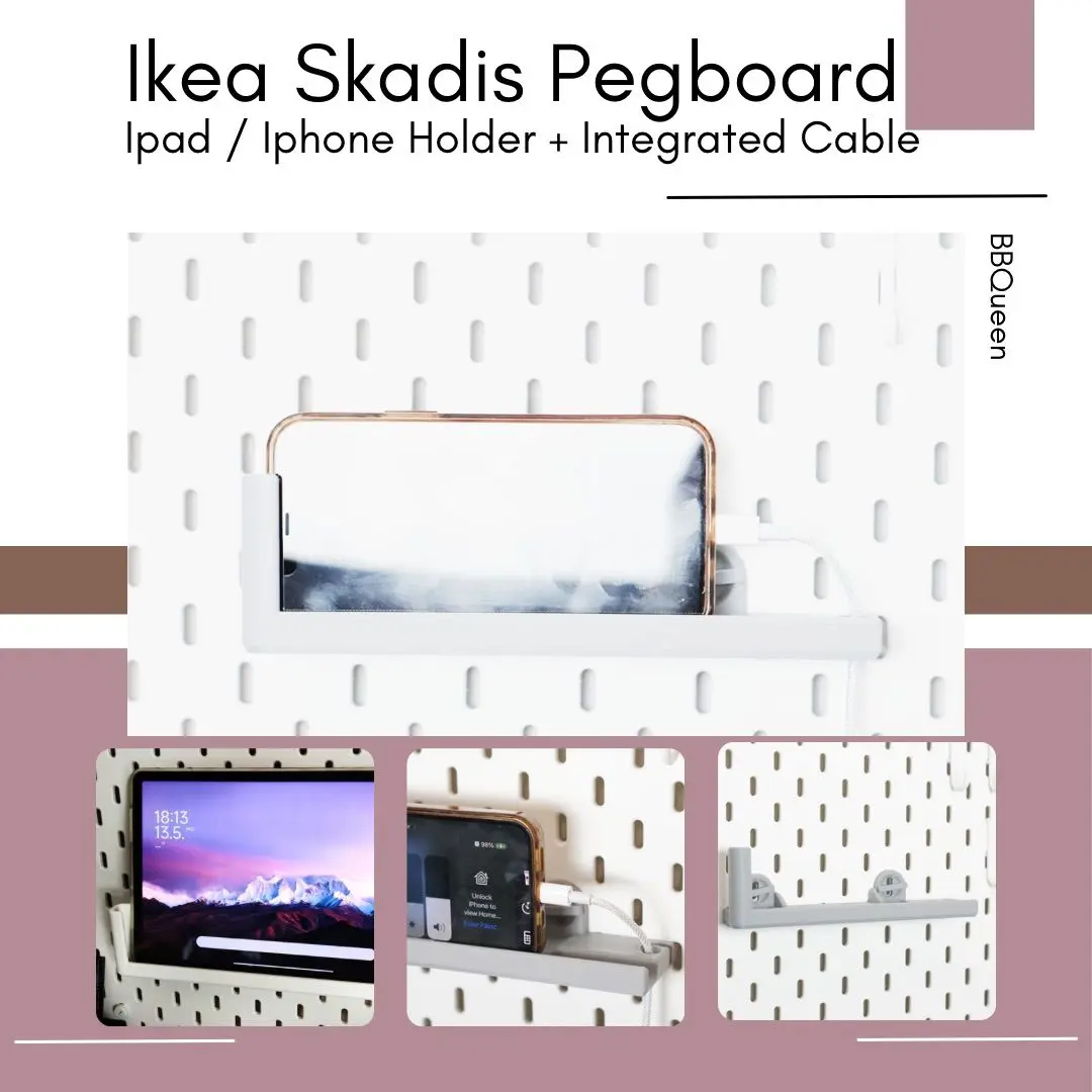 Skadis Pegboard ipad / iphone holder + integrated cable